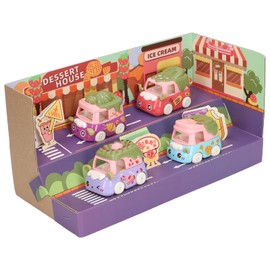 Toy Cars Friction Powered Cartoon Mini Pull Back Vehicle Set for Toddlers Girls Gift Dessert Alloy Car