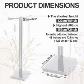 Weysat 2 Way Clothing Rack with 16" Straight Arms Adjustable From 48" to 72" Heavy Duty Clothing Display Stand for Boutique Shops Large Retail Stores and Home Storage, Rectangular Tubing (Silver)