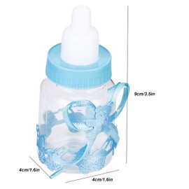 Baby Shower Bottles, 24Pcs Mini Plastic Boy Baby Shower Favors Candy Bottle Fillable for Newborn Baby Baptism Party, Baby Shower Party Decor, Blue