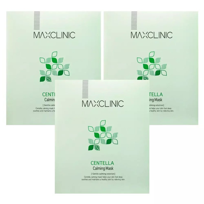 Maxclinic 맥스클리닉 센텔라 카밍 마스크 3박스(12매) 미백 주름개선 이중 기능성