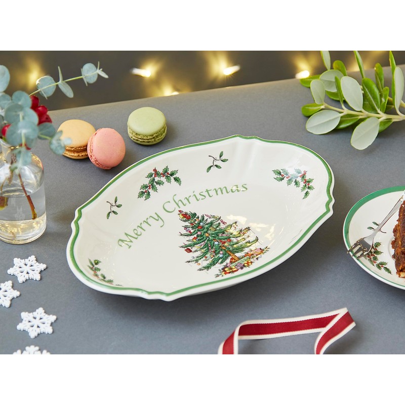 Spode Christmas Tree Oval Merry Christmas Tray 28 cm