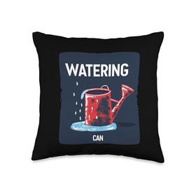 Cool Watering Can Graphic for a Fun Garden Style Throw Pillow