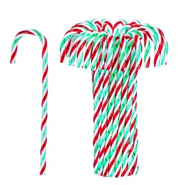 Jmkcoz 30 Pcs Christmas Candy Cane Ornament Plastic Christmas Tree Hanging Decoration Twisted Crutch Candy Canes for Xmas Thanksgiving Gift Home Indoor Outdoor Party Favor (Red White and Green)