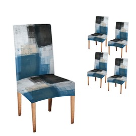 CAPSCEOLL Teal and Beige Grey Chair Covers Dining Room Chair Covers Set of 4 Stretch Parsons Chair Slipcovers Universal Removable Washable Parson Chair Covers for Dining Room Living Room Kitchen