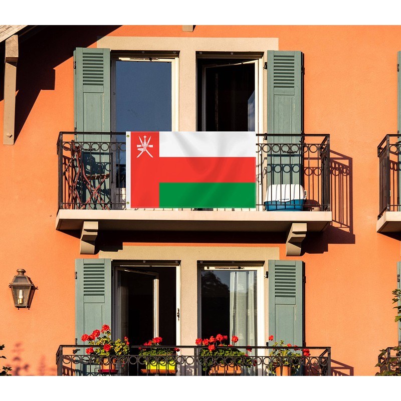 Large Oman Flag,3x5 FT Omani 75D Outdoor BannerArmish Decor for
