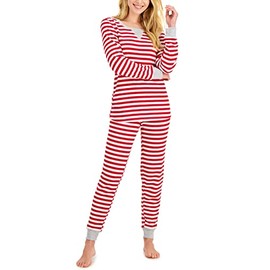 Family Pajamas Matching Women's Striped Waffle-Knit Family Pajama Set (LARGE)