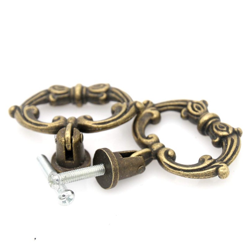 LXZ 6 Sets Distressed Antique Brass Finished Vintage Cabinet Pulls