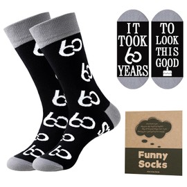 Effeet 60th Birthday Gifts Mens Socks Calf-length Cotton Size 9-11, Novelty Funny Birthday Socks Gift for Dad/Grandad/Husband