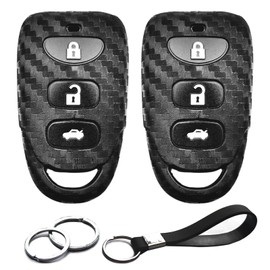 INFIPAR 2pcs Compatible with Hyundai Kia Key Fob Cover Case Key Chain for Hyundai Sonata Elantra Genesis Veloster Kia Forte Optima Sorento Rondo Koup Spectra Accessories Shell