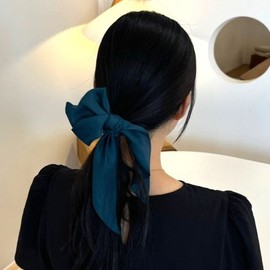 리본 스카프 곱창머리끈 다크그린 (WFIQGS4) Ribbon Scarf Scrunchie Dark Green (WFIQGS4)