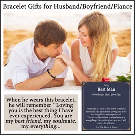 EPVID Gifts for Men, Tiger Eye Bracelet Gift for Him, Mens Valentines Gifts, Beads Bracelets Presents for Husband Boyfriend Fiance on Valentines Day Anniversary Birthday Christmas