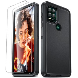 LeYi Compatible for Moto G-Stylus-5G-2024 Case: G Stylus 5G 2024 Case with [2 Pack] Tempered Glass Screen Protectors, 3 in 1 Full Body Rubber Dustproof Rugged Defender Protection Cover, Black