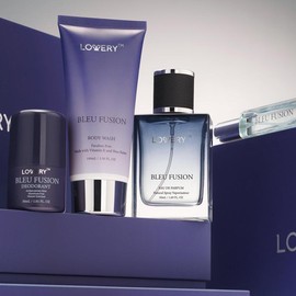 LoveryGifts Bleu Fusion Bath and Body Care - 4pc Mens Gift Set Fragrance Gel