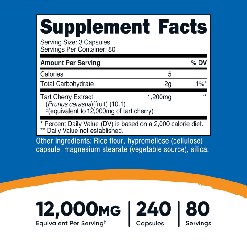 Nutricost Tart Cherry Extract (12,000mg Equivalent) 240 Capsules - Vegan,