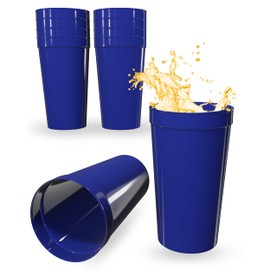 PartyPrints 10 Pack 32 Oz Royal Blue Reusable Blank Plastic Cups | Stadium Cups Bulk – Extra Large Colored BPA Free Dishwasher Safe Party Cups for Wedding, Birthday, Graduation, Clubs, Party