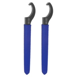 HARFINGTON 2 Pcs C Hook Spanner Wrench 22-26 Nut Shock Wrench Steel Chuck Nut with Blue Non-Slip Handle for Lathe Clamping