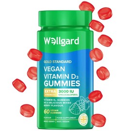 Wellgard High Strength Vitamin D3 Gummies 3000 IU - 60 Vegan Immunity Vitamin D Gummies Adults, Chewable Vitamin D, Mixed Berry Flavour