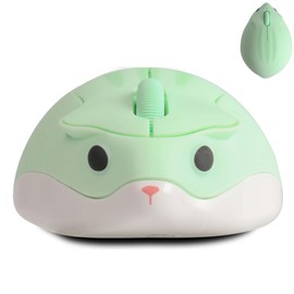 Wireless Mouse, Cute Mouse in Hamster Shape, 1200 DPI Low Noise Optical Mouse with 2.4G USB Receiver, Quiet Wireless Portable Mouse, Suitable for PC/Mac/Laptop, Gift for Kids and Girls (Green)
