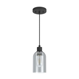 Hunter - Lochemeade 1-light Natural Black Iron, Mini Pendant Light, Dimmable, Modern Style, Cylinder Shaped, for Bedrooms, Kitchens, Dining, Living Rooms - 19201