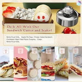 Cortador de sándwich, cortador de galletas de 3.5 pulgadas, cortador de pan de 304 acero inoxidable, herramienta para sándwiches de jalea/PBJ, cortador y sellador de sándwich para bricolaje para