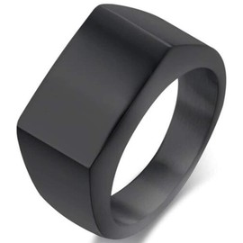 Retro Vintage Style Stainless Steel Signet Ring (Black, 16)