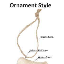 Wren Bird Wood Ornament Hanging Figurine Handmade Carved Decoration