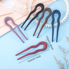 HINZIC 5Pcs 5.1Inch French U Shaped Hair Fork Pin Vintage Matte Hairpins Valentines Christmas Wedding Prom Decorative accessories for Women Girls Long Thick Hair Updo