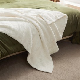 SLEEP ZONE Throw Blanket for Couch - White Throw Blanket Patchwork for Living Room and Sofa Chair Bed Home Decoration, Warm Cozy Chunky Knit Blankets (60x80in, White Stripe)