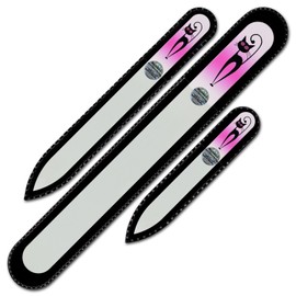 Mont Bleu Set bestehend aus 3 Handgefertigte Glasnagelfeilen "Katzen" von Hand dekoriert crystals - Echtem gehärteten Glas aus Tschechien