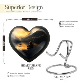 YATHABHISA Fishing Heart Urn for Ashes, Large Urns for Human Ash, Funeral & Burial Cremation for Adult, Decorative Gift for Father, Yellow, 10 Inch