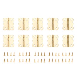50 Pcs Hinges Mini Hinges Trillion Hinges for Wooden Boxes Fixing Hardware Door Door Hardware DIY 1.0 x 0.8 inches (25 x 20 mm) Gold