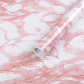 Abyssaly Pink and White Marble Contact Paper, Faux Marble Peel and Stick Wallpaper for Cabinets and Drawer Shelf, Self Adhesive Granite Counter Top Waterproof Decorative Wall Paper 15.7in X 118in