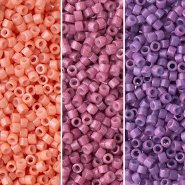 Miyuki Delica Seed Beads Bundle: Size 11/0, Purple Opaque Palette Collection DB660, DB1363, DB1376-3 Tubes of 7.2 Grams ea