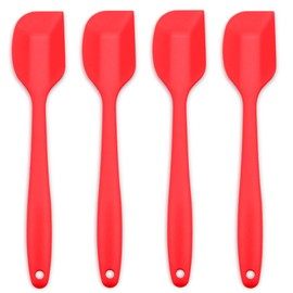 Silicone Spatula 4-piece Set, Heat-Resistant Non-stick Rubber Spatulas with Stainless Steel Core, Red