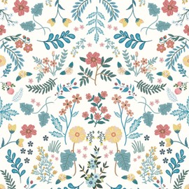 JiffDiff Boho Peel and Stick Wallpaper Floral Wallpaper Vintage Textured Wallpaper for Bedroom, Contact Paper Peel and Stick Kitchen Cabinet Furniture Nursery Renter Friendly Wallpaper