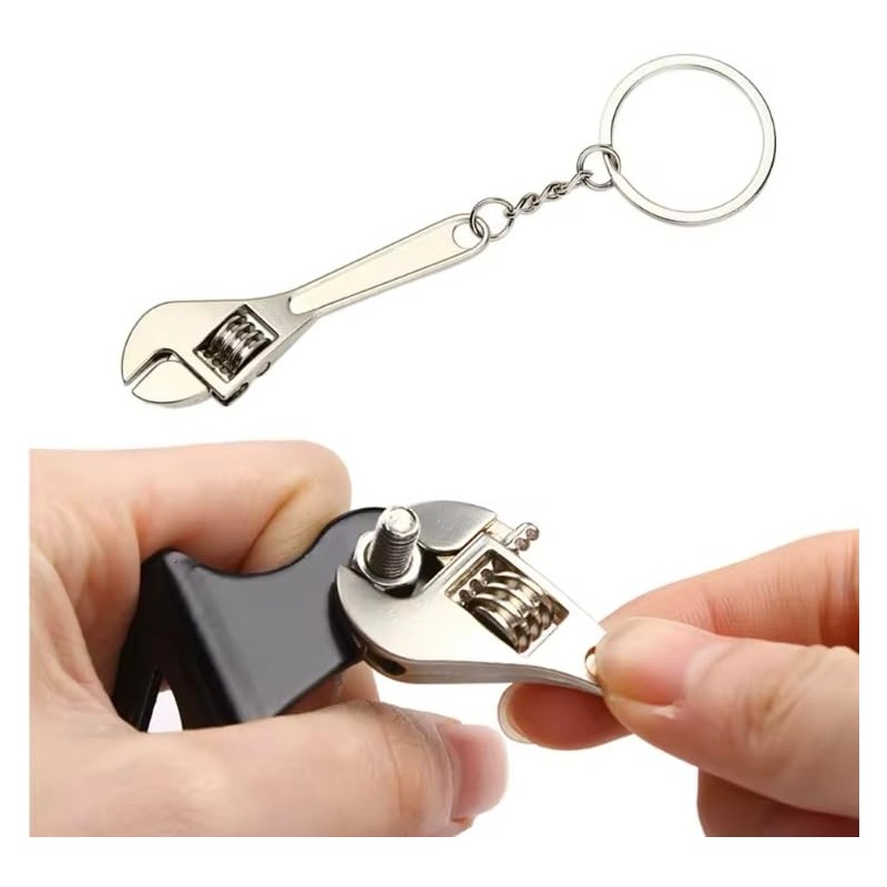 UKDGTMR Mini Adjustable Wrench Keychain, Universal Spanner, Metal Tool for