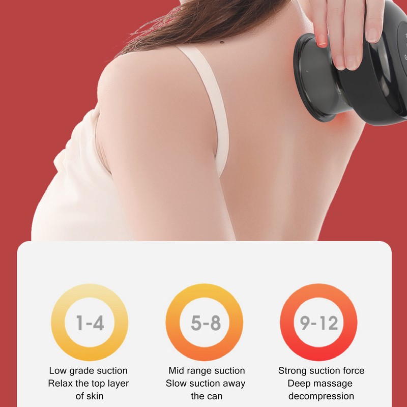 Smart Cupping Device 12gears Wireless Rechargeable Hot Compress High Suction