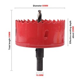 HOHXEN Hole Saw 80 mm, M42 HSS Bi-Metal Hole Opener Cutter Tool with Positioning Drill for Cutting Mild Steel, Stainless Steel, Cast Iron, Brass, Aluminium, Wood, PVC, Plasterboard, Density Plate