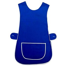 LADIES Tabbard Apron Catering Cleaning Work Wear Uniform, COLOR ADMIRAL BLUE (dark blue), SIZE WX MEDIUM UK 12-14, SIDE BUTTON FASTENING
