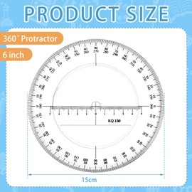 Zonon 2 Pack 6 Inch Protractor, Multifunctional Drawing Ruler Rotatable Mathematical Function Math Geometry Ruler Set, 360 Degree Protractor, Drafting Tools, Large Circle Protractors(Classic)