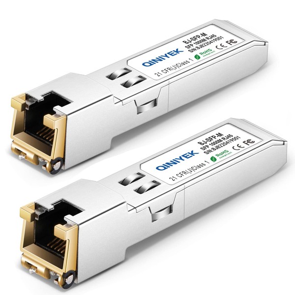 2Pack QINIYEK 1.25G SFP-T, 1000BASE-T RJ45 Copper SFP for Cisco