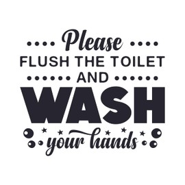 Flush The Toilet Wash Your Hands Bathroom Décor, Funny Toilet Sticker, Car Bumper Sticker, Toilet Lid Decal, Wall Art (Large, Black)