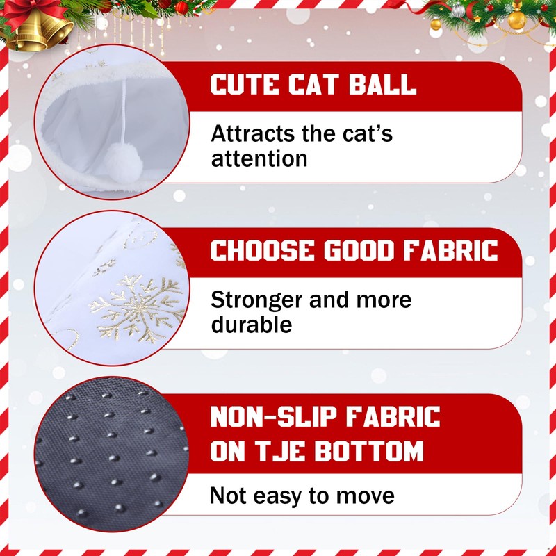 Seeloowy Christmas Tree Cat Tunnel Bed Cat Donut Tunnel Toy
