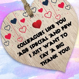 Thank You Gifts for Colleagues Wooden Heart Plaque, Light Wood Sign, New Job Gifts for Women, Best Friend birthday Gifts, Leaving Gifts for Friends, Hanging Decoration - Made in The UK by Stuff4