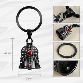 Birthstone Angel Wings Guardian Bell for Motorbikes: Cross Gremlin Bell Motorcycle, Keychain Key Rings Motorbike Accessories Lucky Viking Gifts for Men and Women