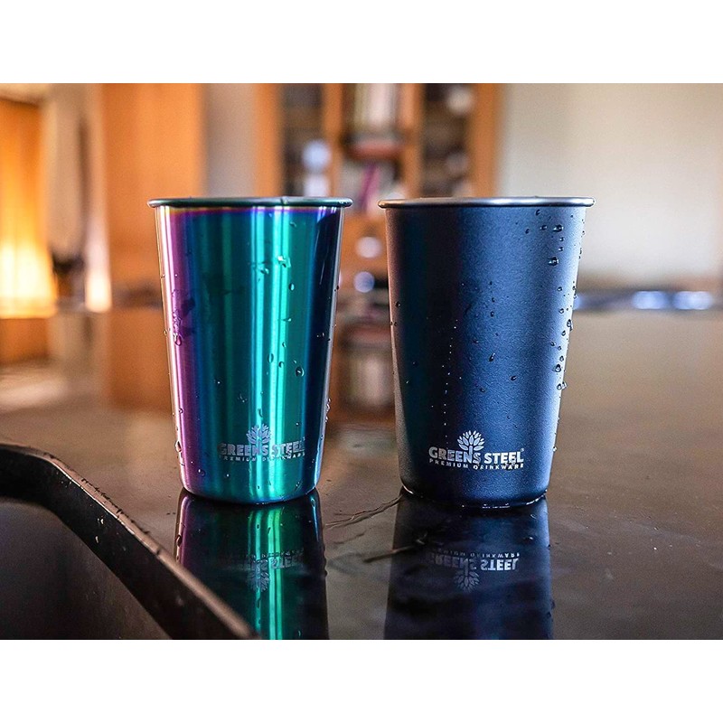 10oz Rainbow Stainless Steel Tumbler - Reusable Metal Drinking Glasses