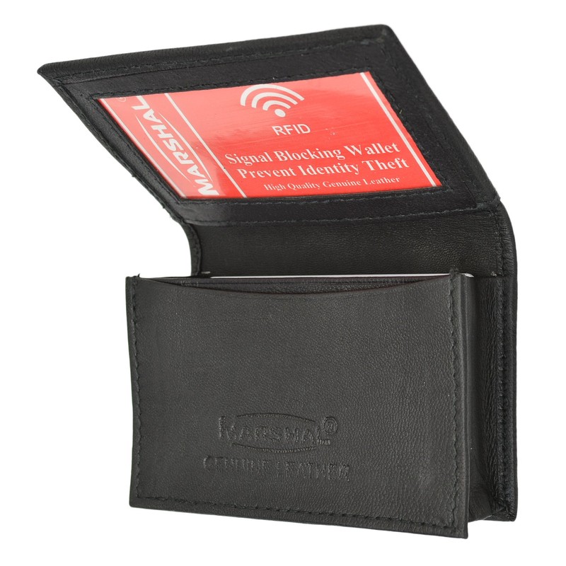 MARSHAL Marshal? RFID Blocking Mens Leather Expandable Business Card Case