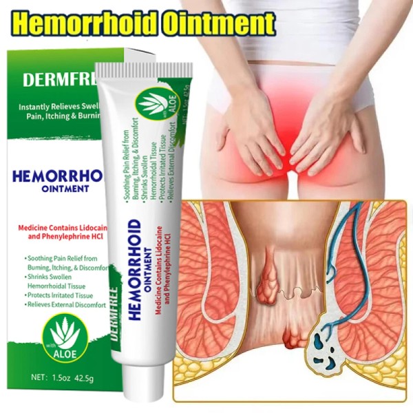 DERMFREE Hemorrhoids Remove Ointment Herbal Cream Relief Piles Pain Reduce