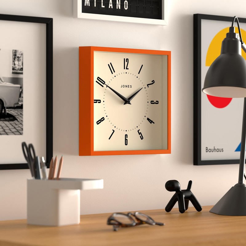 Jones Clocks® Box wall clock | Retro square clock |