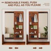 Rubber Wood Wall-Mounted Full-Length Mirror with Adjustable Shelves - Push-Pull